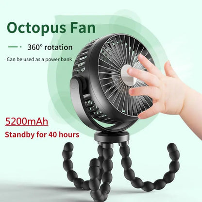 Flexible Stroller Fan — 5200mAh Baby Safe Bladeless Cooling ChillBreezes